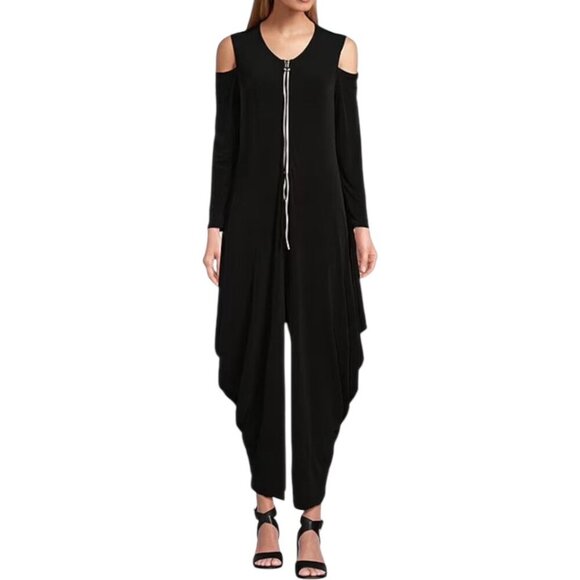 IC Collection Cold Should Harem Jumpsuit Womens Size L Avant Garde Lagenlook NEW - Picture 2 of 11